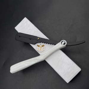 Professional White Plastic Handle Stainless Steel Folding <b>Straight</b> <b>Razor</b> Barber Shaving <b>Razor</b> for Salon Hair Cutting Tool - Product Image 1