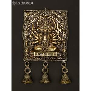 7 \ "Superfine Panchamukhi Lord Hanuman Tenture murale en laiton Statue avec cloches Sculpture élégante pour la décoration intérieure - Product Image 1