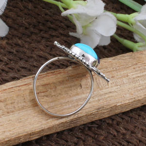 Handmade 925 Sterling <b>Silver</b> Lapis Lazuli Turquoise Bezel Setting Wedding <b>Ring</b> Natural Multi Gemstone Artisan Dotted <b>Statement</b> - Product Image 2