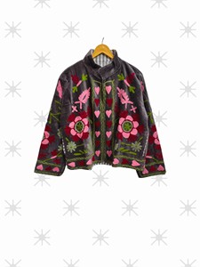 เสื้อแจ็คเก็ตกำมะหยี่ปักลายซูซานีหลากสีขายดีสำหรับผู้หญิง ระบายอากาศได้ดี ดีไซน์ลายดอกไม้ งานฝีมือทำมือ เสื้อผ้าสตรี - Product Image 1
