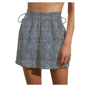 Nouveaux shorts d'été pour femmes, style baby doll, en coton imprimé, avec cordon de serrage, collection plage pour filles - Product Image 3