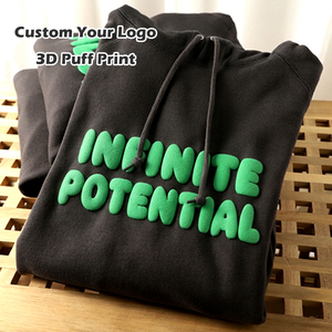 OEM High Quality Oversized Plus Size Knitted Cotton Hoody Anime Unisex Winter Custom <b>Foam</b> 3D Puff Print logo Men Pullover Hoodie - Product Image 1