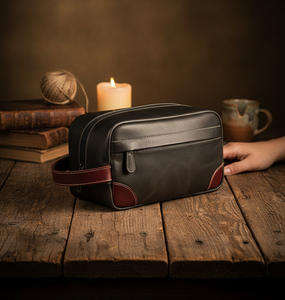 Custom Made Premium Leather <b>Toiletry</b> <b>Bag</b> <b>Men</b> Travel <b>Bag</b> Shaving Kit <b>Bag</b> & <b>Toiletry</b> Organizer Full Grain Leather Black Color - Product Image 4