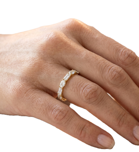 Joyería de Moda, Joyería Personalizada, Anillo de Eternidad Completo de Oro Sólido de 14K con Diamantes Cultivados en Laboratorio, Corte Marquise y Baguette, Apilable, para Boda - Product Image 6