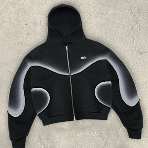 Nuevo Conjunto Deportivo para Hombre, Estilo Urbano, Sudadera con Cierre y Pantalones Deportivos Gruesos, Lavado Ácido, Corte Holgado y Extra Grande - Product Image 6