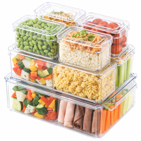 Ensemble de 7 contenants de rangement pour réfrigérateur en PP transparent avec couvercles, étanches, sans BPA, compatibles lave-vaisselle, empilables, boîtes organisatrices de cuisine