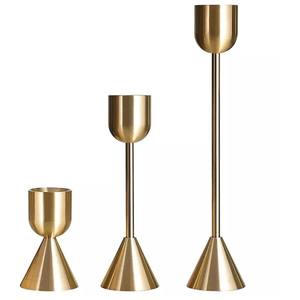 Juego de 3 portavelas metálicos dorados para mesa, decoración del hogar, Navidad, bodas. - Product Image 1