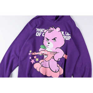 เสื้อฮู้ดดี้สีม่วงลายกราฟิกทรงโอเวอร์ไซส์สำหรับผู้ชาย สไตล์สตรีทแวร์ ผ้าฝ้าย พูลโอเวอร์ ยูนิเซ็กส์ ฮิปฮอป ผ้าฟลีซ สกรีนลายได้ตามสั่ง - Product Image 2