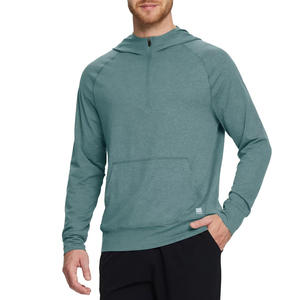 Hoodie demi-zip de qualité supérieure, dernières tendances, différents styles, livraison directe d'usine, couleur unie, pour hommes, faible MOQ - Product Image 1