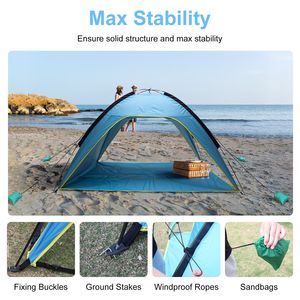 Tenda Parasole Portatile UPF50+ con Protezione UV 6.9x6.9ft, Gazebo da Spiaggia per 4-6 Adulti, Tenda Pop-up da Spiaggia C - Product Image 2