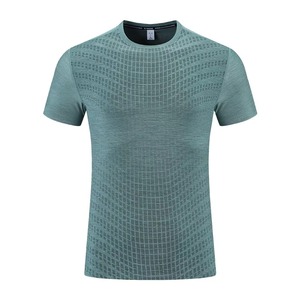 T-shirt de sport pour homme, coupe ajustée, manches courtes, écologique, séchage rapide, respirant, impression sérigraphique, tricoté - Product Image 4