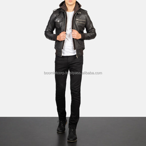 Boomletcorp Top Fashion Style Veste en cuir pour hommes Logo personnalisé Toile imperméable Tendance Nouveau Style - Product Image 4