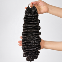 FH Cheveux Humains Bouclés Birmans Miracle Knot pour Crochet, Noir Naturel, Effet Plume, Tresses au Crochet, Vente Directe Usine