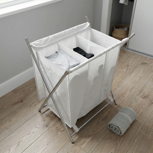 Cesto para Ropa Sucia de Acero Cromado BN05G, Estilo Clásico, Duradero, para el Hogar, con Dimensiones de 57.5x40x70cm - Product Image 1