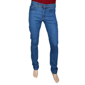 Jean en denim délavé vintage pour homme, coupe droite décontractée, 100 % coton, écologique, respirant, anti-plis, coupe ample et droite, taille haute - Product Image 1