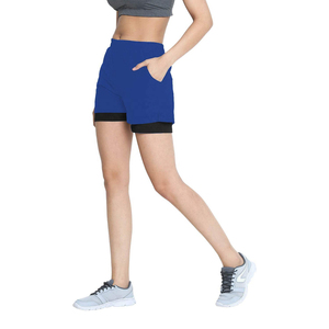 Shorts de sport personnalisés pour femmes, taille mi-haute, sans coutures, effet froncé, respirants, anti-transpiration, séchage rapide, 100% polyester, grandes tailles, OEM - Product Image 3