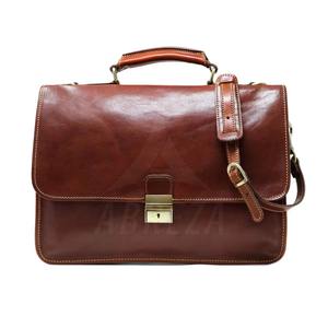 Sac messager pour ordinateur portable en cuir véritable de qualité supérieure pour hommes et femmes, mallette professionnelle marron avec bandoulière réglable - Product Image 6