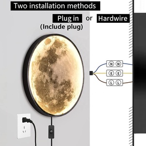 โคมไฟติดผนัง LED หรี่แสงได้รอบดวงจันทร์3D โคมไฟกลางคืนห้องนอนไฟตกแต่งผนังโคมไฟ LED แสงจันทร์ในร่มที่ทันสมัย - Product Image 6