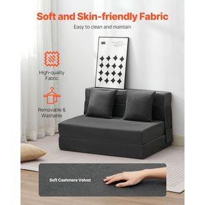 Divano Letto Convertibile 3 in 1 in Memory Foam ad Alta Densità 25D, Pieghevole con 2 Rivestimenti Lavabili per Palestra e Hotel - Product Image 3