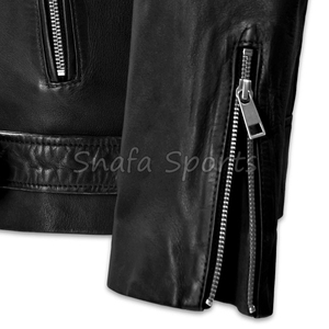 Chaqueta de Cuero Negra para Hombre, Estilo Motero, Corte Ajustado, a la Moda, para Invierno - Product Image 4