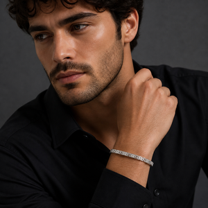 925 Sterling <b>Silver</b> Cubic Zirconia Bracelet High Polish Slim Link Chain Minimalist Modern <b>Mens</b> Unisex for Wedding Party Daily We - Product Image 5