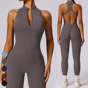 High Quality <b>Workout</b> Romper Zipper Yoga Bodysuit Set for Women Fitness Wear Women Playsuits & <b>Jumpsuits</b> - Product Image 1