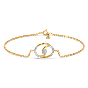 <b>Infinity</b> Spiral Diamond <b>Bracelet</b> with Yellow Gold Chain and Sculpted Circular Swirl Center Design - Product Image 1