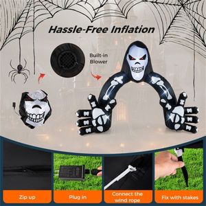 Arco Gonfiabile Gigante in PVC a Forma di Grim Reaper 3,1x2,6m con 8 Luci LED, Facile da Gonfiare, Soffiatore Integrato, Picchetti Antivento/6 Sacche d'Acqua - Product Image 6