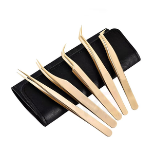 Juego de Pinzas para Extensión de Pestañas de Acero Inoxidable con Empaque Personalizado y Marca Privada, Pinzas para Pestañas con Punta Inclinada y Puntiaguda para Volumen - Product Image 1