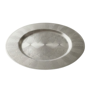 Platos de Metal para Servir, Diseño Geométrico Grabado, para Hogar, Cafeterías y Cantinas, Platos Plateados - Product Image 5