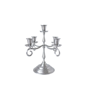 Elegant Silver Aluminium 5 Arm <b>Candelabra</b> Unique Metal 5 Light Candle Holder Stand For Wedding Table Centerpiece And Home Decor - Product Image 6