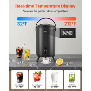 Dispenser di Bevande Isolato da 5L in Acciaio Inox, Erogatore Termico con Display della Temperatura, Materiale PC, Refrigerazione a Ghiaccio - Product Image 2