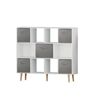 Libreria Moderna Industriale Bianca Solida, Arredamento Minimalista per Soggiorno o Ufficio, Disponibile in Vari Stili di Pannelli in Legno Massello - Product Image 6