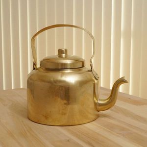 <b>Vintage</b> Brass Tea <b>Kettle</b> With Whistling Feature For Tea Drinking Metal Design Style - Product Image 1