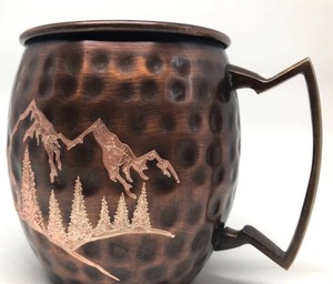 Hammered Copper Moscow Mule <b>Mug</b> With Gold T-Bar Handle Vintage Style Eco Friendly Drinkware Home Use Modernist Hammered - Product Image 3