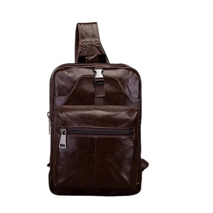 High Quality Custom Genuine Leather Vintage Fashion Portable Chest Bag for Men Zipper Closure Outdoor & Daily Use - Product Image 2