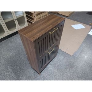 23.6 Inch <b>Walnut</b> Shoe Cabinet with 2 Flip <b>Drawers</b> Medieval Modern Independent Furniture for Living Room for Home Decor - Product Image 4