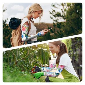 ปลอกแขนกันแดด UPF50+ ผ้าไหมน้ำแข็ง ปลอกแขนเย็นสำหรับเล่นกีฬากลางแจ้ง ป้องกันรังสียูวี กันลื่น - Product Image 6