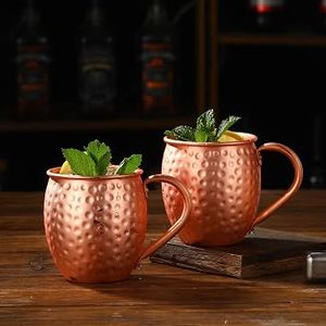 Premium Copper Wine Glass with Hammered Finish BPA Free Straw Accessory for <b>Beer</b> Cocktails Whiskey Vodka Soft Drinks - Product Image 4