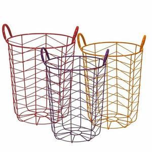 Set Of 3 Wire Made Fruit Storage <b>Basket</b> with <b>Handle</b> for Kitchen Counter Organizer Vegetable Snack Holder Home Hotel Display - Product Image 1