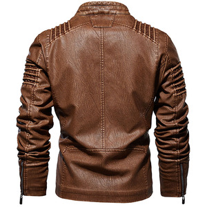 Windproof PU Leather <b>Jacket</b> Premium Durable Motorcycle Riding Winter Hooded Slim Fit Stylish Fashion Outerwear Front - Product Image 2
