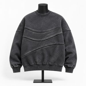 Sweat-shirt à col rond pour homme, coupe classique, en molleton français lavé, couleur unie, pull décontracté, 100% coton, respirant, streetwear d'automne - Product Image 1