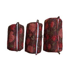 Sac de voyage matelassé en coton, grand format, résistant à l'eau, imprimé floral, avec fermeture éclair à pompon, design personnalisé, écologique, pour toilette, beauté et maquillage - Product Image 3