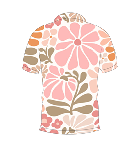 เสื้อโปโลผู้ชายสีชมพูเบจพิมพ์ลายดอกไม้แขนสั้นลำลองแฟชั่นฤดูร้อน - Product Image 2