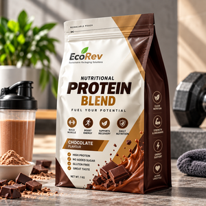 Sachet d'emballage alimentaire personnalisé, anti-humidité, avec bec verseur, à fermeture éclair, en aluminium, finition mate, pour protéines en poudre, nutrition sportive et fitness - Product Image 2