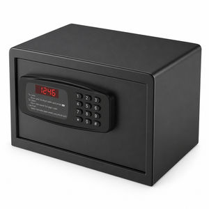 Small Black Digital Safe for Motel Valuables Automatic Door Opening Battery Powered Steel <b>Locker</b> for Wholesale Hotel Supply Bulk - Product Image 2