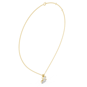 Collier pendentif solitaire en or jaune avec diamant de laboratoire rond serti clos pour femme |   Cadeau de bijoux fins élégants - Product Image 3