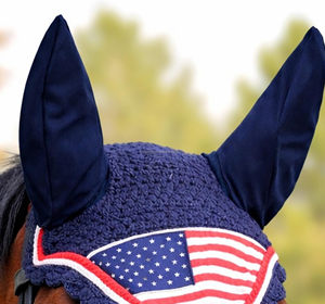 Horse wear Horse care Product Horse USA Flag Ear <b>Bonnet</b> with Rope Closure Washable Horse Fly <b>Bonnets</b> - Product Image 2