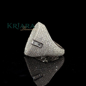 Anillo de Diamantes de Plata 925 con Oro Blanco para Mujer, Corte Brillante Redondo, Color D, Estilo Lujoso, Anillo de Bodas - Product Image 3