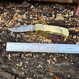 Handmade Damascus Steel Hunting <b>Knife</b> with Premium <b>Bone</b> <b>Handle</b> Full Tang Outdoor Camping Survival <b>Knife</b> with Leather Sheath - Product Image 2